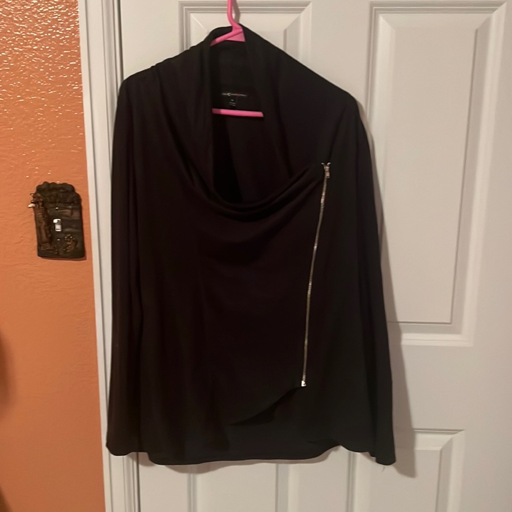 Black - angled zip up - polyester spandex / fun